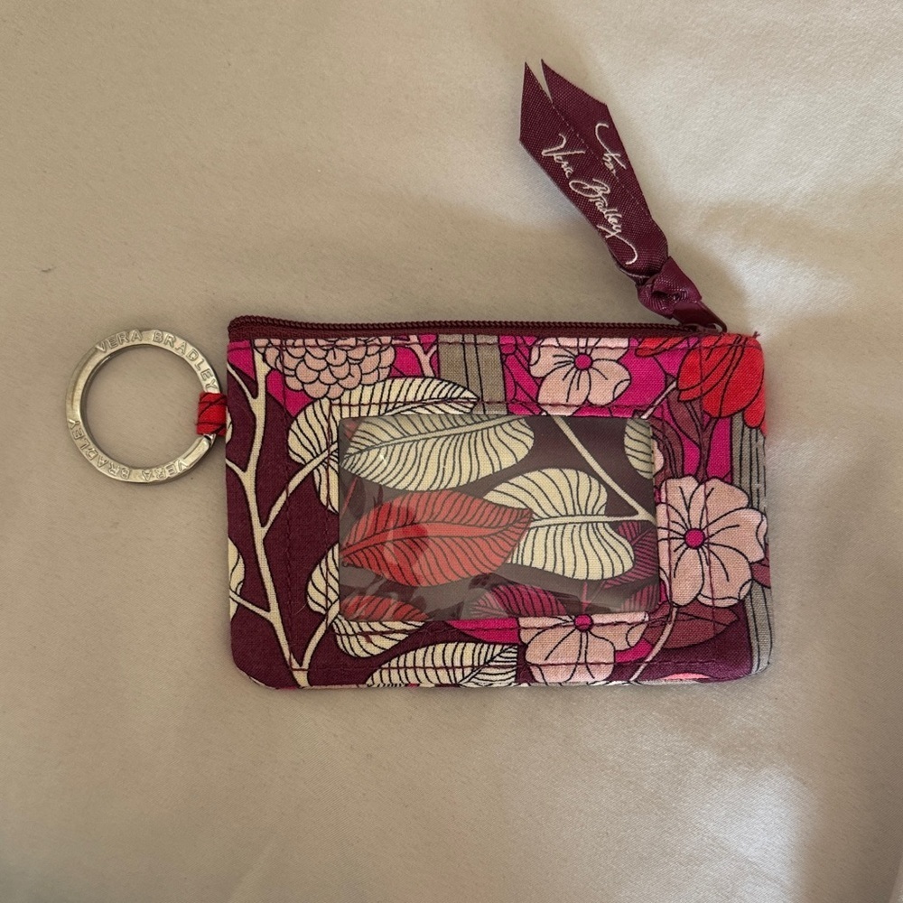 Vera Bradley Pink and Red Floral Wristlet / J36 - Picture 1 of 5